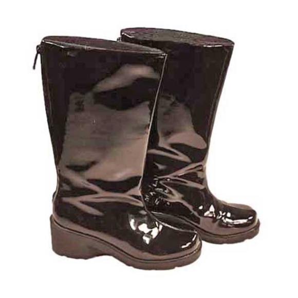 BOOTS LONDON FOG PATENT KNEE HIGH BOOTS, TAGS ON, Sz 8B, BLACK, HEEL 2 ¼ inches, - Picture 6 of 8